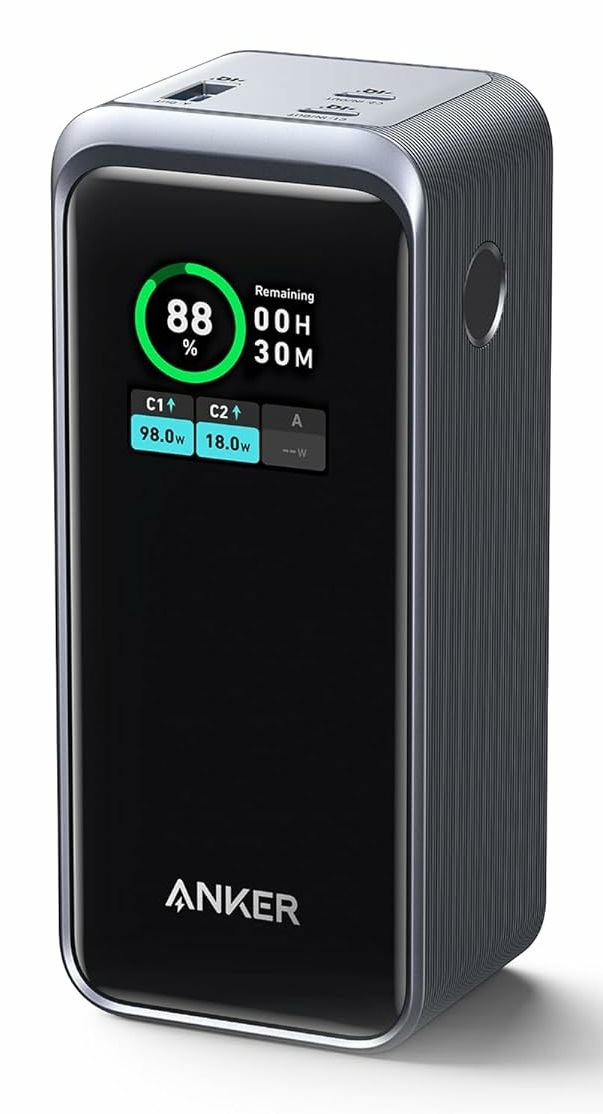 Anker Prime Power Bank 20000 mAh Nero - Uscita 200W, Display Digitale, Compatibile con iPhone, Samsung, MacBook e Dell