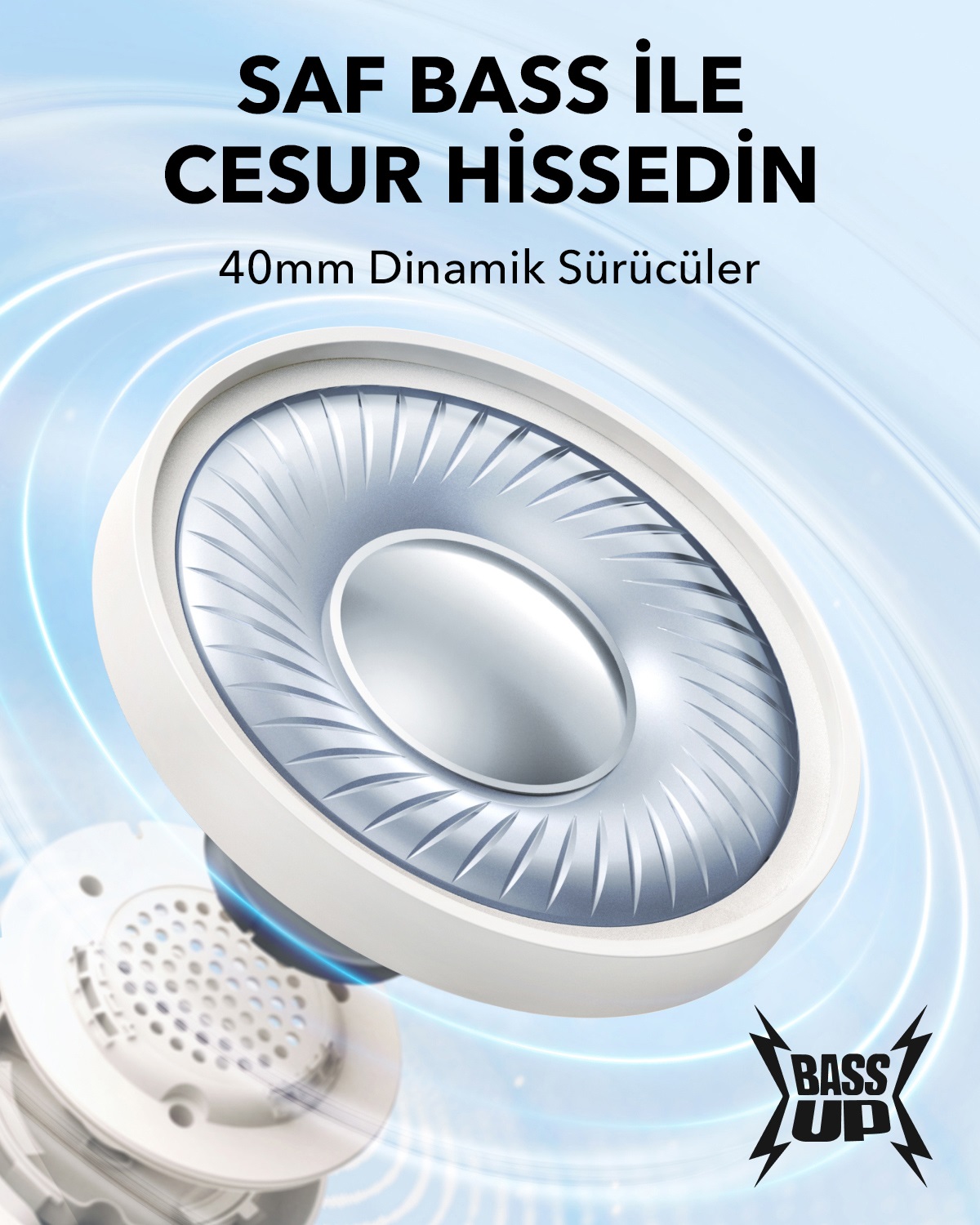 Anker Soundcore H30i - Cuffie On-Ear Wireless Bluetooth 5.3 Bianco, Design Pieghevole, 60 Ore di Riproduzione, Bassi Puri