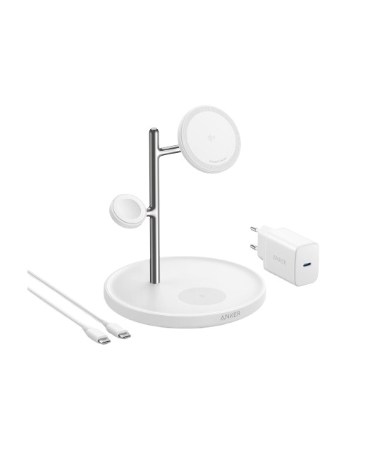 Anker MagGo Caricabatterie Wireless 15W Bianco con Ricarica Rapida e Compatibilità Qi2 e MagSafe
