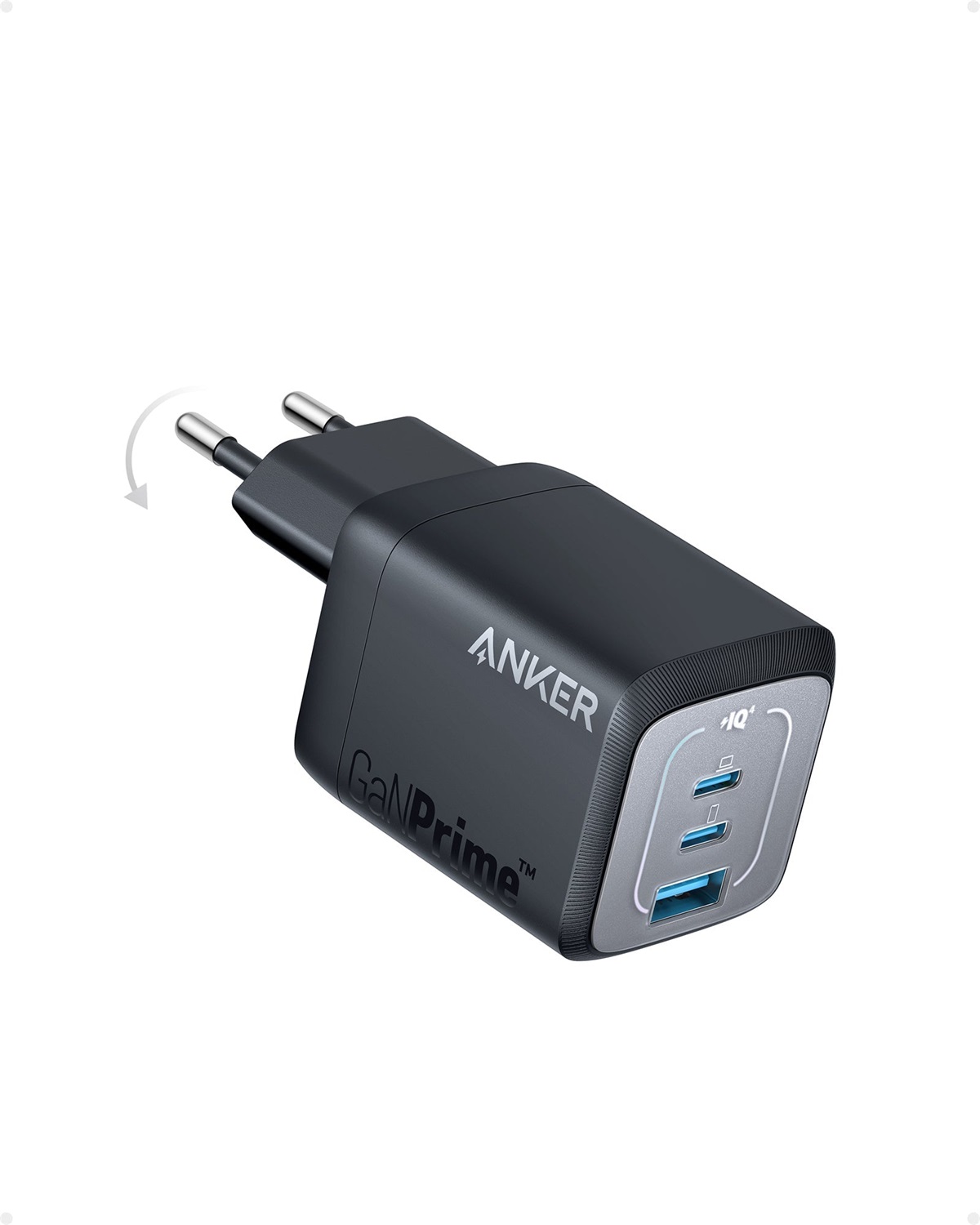 Anker Prime Caricabatterie da Rete 67W Nero con 2 Porte USB-C e 1 Porta USB-A - Ricarica Rapida per 3 Dispositivi