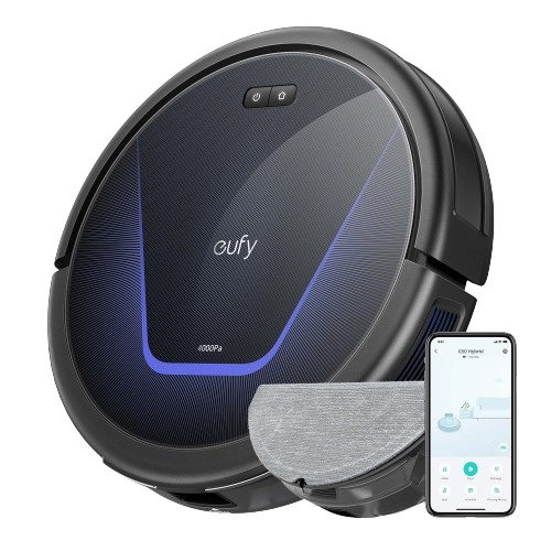 Eufy G50 Hybrid Aspirapolvere Robot 0,4 L Senza Sacchetto Nero con Aspirazione 4.000 Pa e Panno Mop