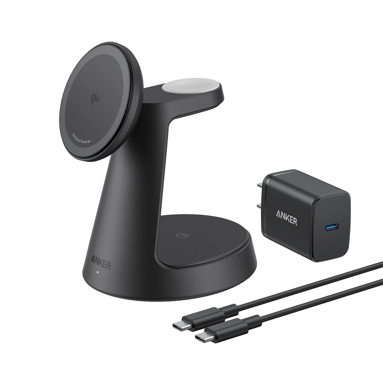 Anker MagGo Caricatore Wireless Magnetico 15W per iPhone, Apple Watch e AirPods Pro - Compatibile MagSafe 3 in 1 con Adattatore Incluso