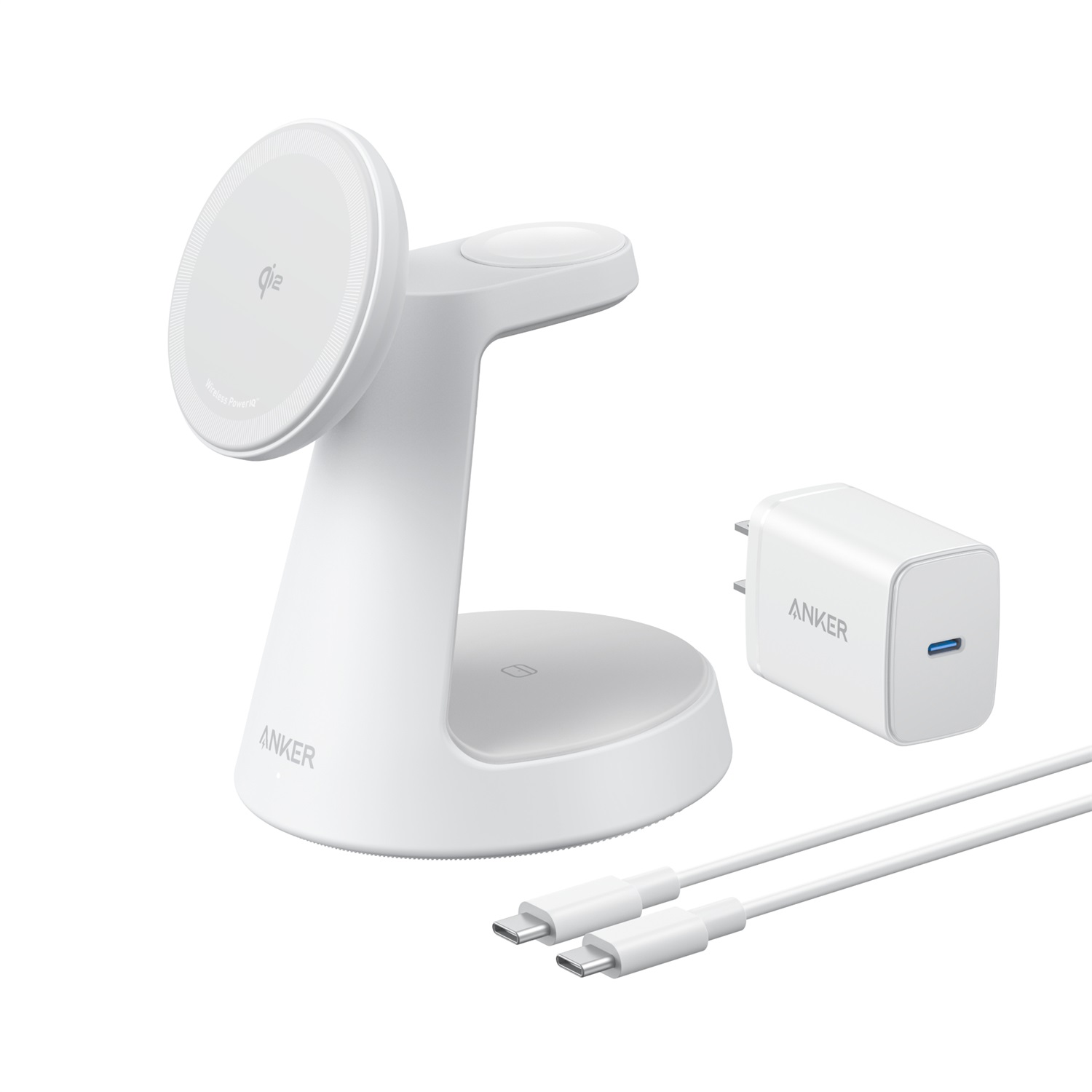Anker MagGo Caricatore Wireless Magnetico 15W per iPhone 17/16, Apple Watch e AirPods Pro - Dock Stand 3 in 1 Certificato Qi2 con Adattatore Incluso
