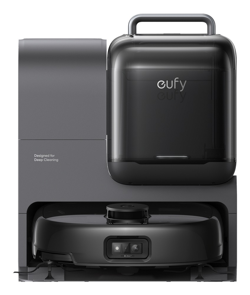 Eufy Omni E28 - Robot Aspirapolvere Nero, 3 L, Aspirazione Turbo 20.000Pa, Sistema HydroJet, Spazzole DuoSpiral