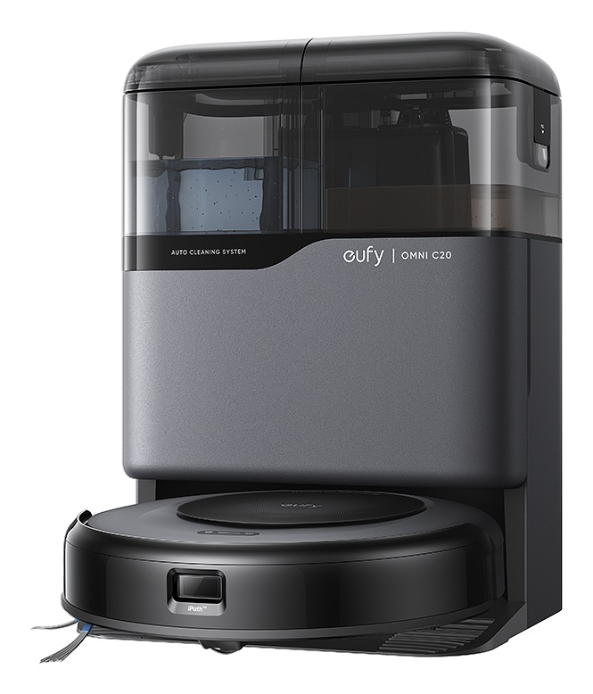 Eufy Omni C20 - Robot Aspirapolvere Intelligente con Potenza di Aspirazione 7.000 Pa, Senza Sacchetto, Autonomia di 132 min, Design Rotondo