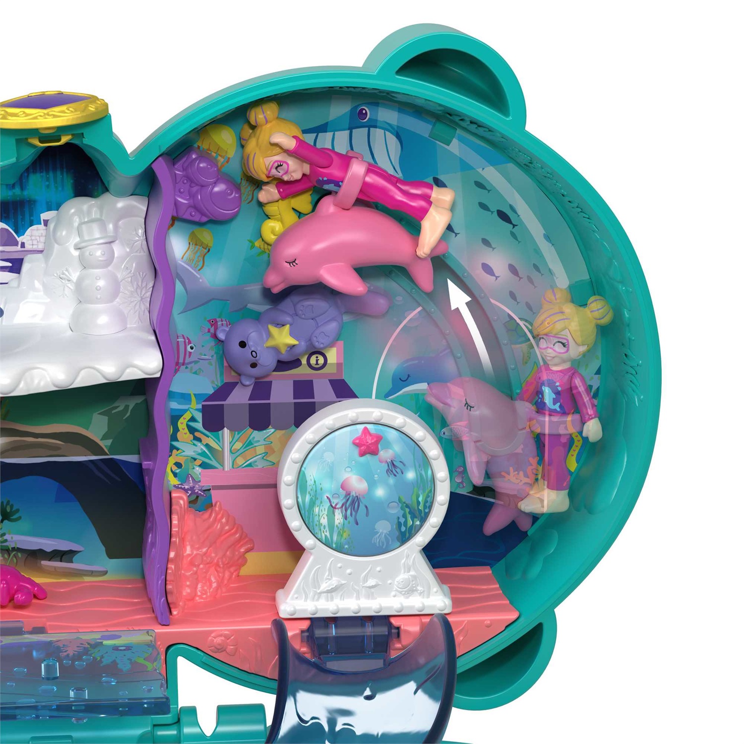 Polly Pocket HCG16 Cofanetto Amica Lontra con 2 Micro Bambole, 5 Sorprese e 12 Accessori, Giocattolo per Bambini 4 Anni