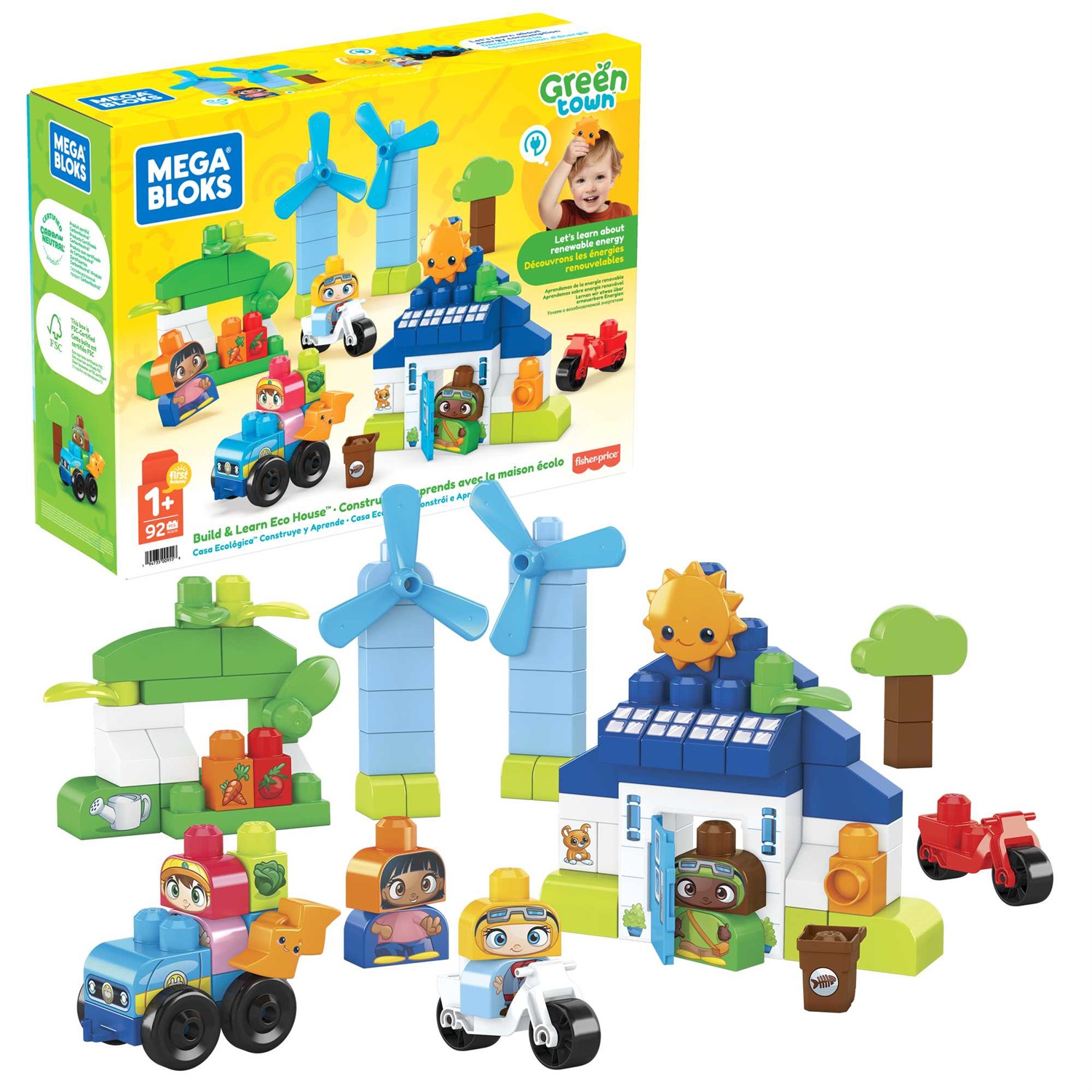 MATTEL MEGA BLOKS HCG36 Gioco di Costruzione Eco Amici Bio con 92 Blocchi per Bambini 1 Anni