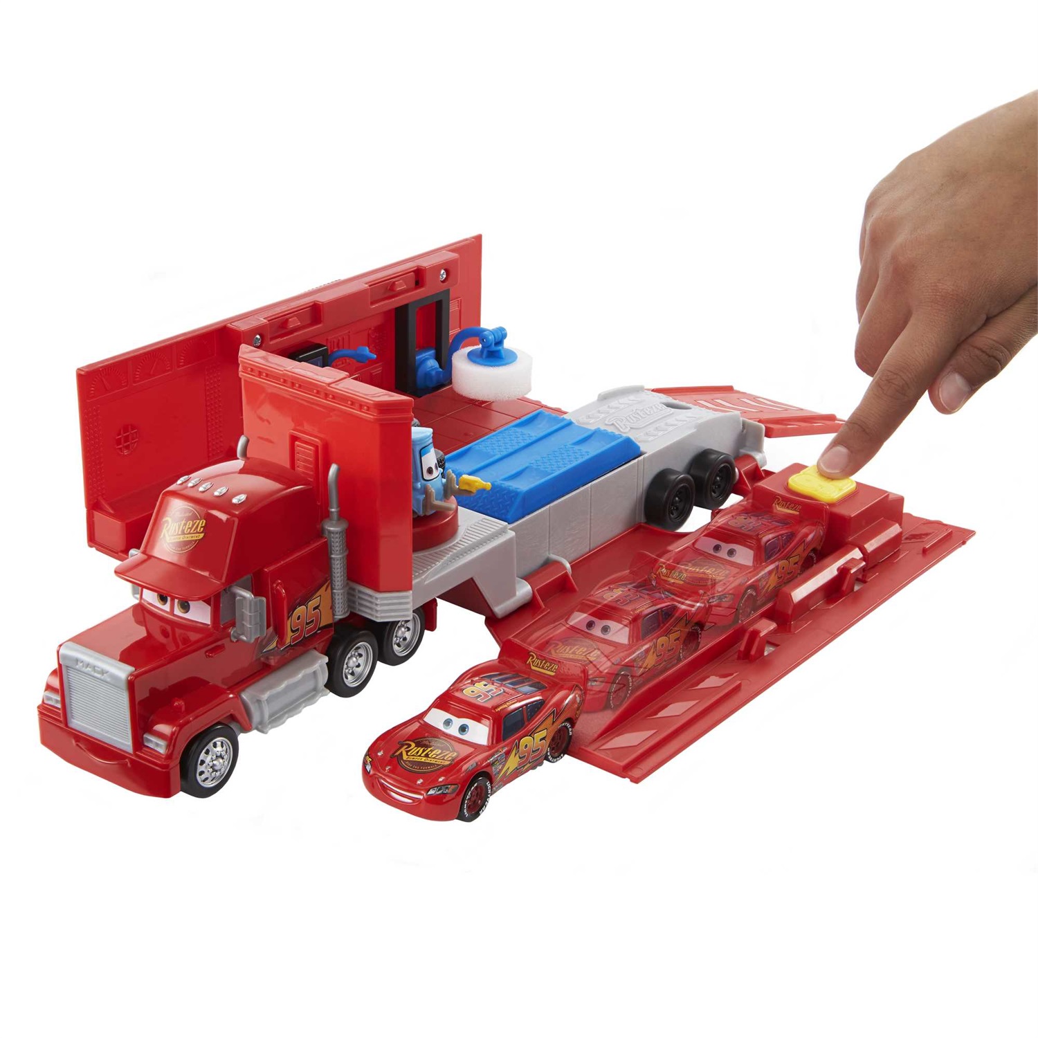 Mattel Disney Pixar Cars HDC75 - Mack Trasformabile Playset 2 in 1 con Camion e Officina Mobile, Lanciatore e Ponte, Giocattolo per Bambini dai 3 Anni in Su