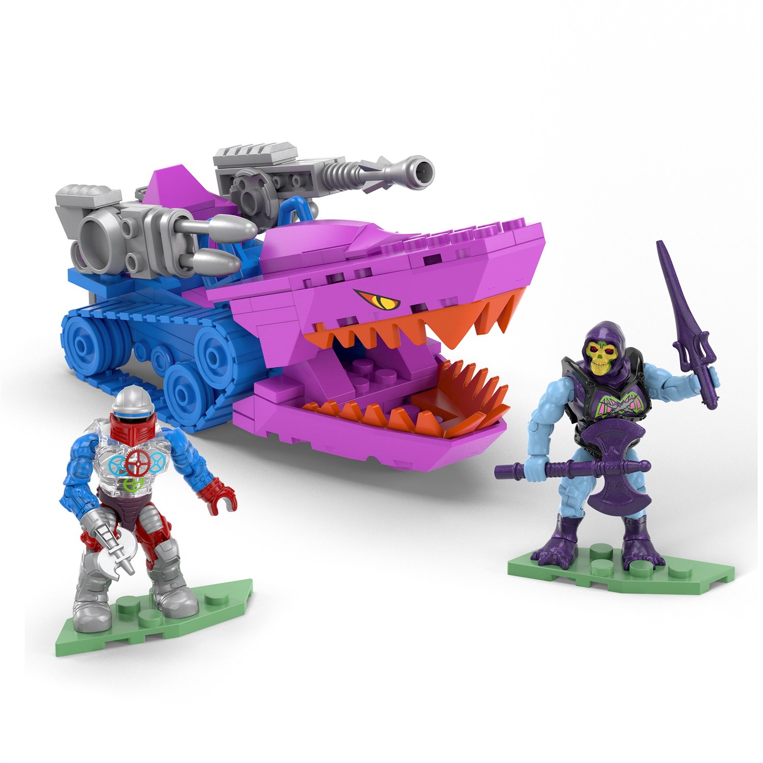 MEGA Construx HDK07 - Set da costruzione Masters of the Universe Land Shark con 179 pezzi e personaggi di Skeletor e Roboto, per bambini 8 anni