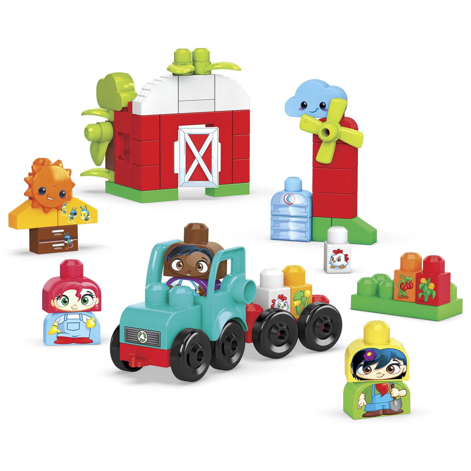 Mega Bloks Green Town Fattoria Eco Amici Bio con 54 Blocchi da Costruzione - Giocattolo per Bambini 1 Anni, HDL07