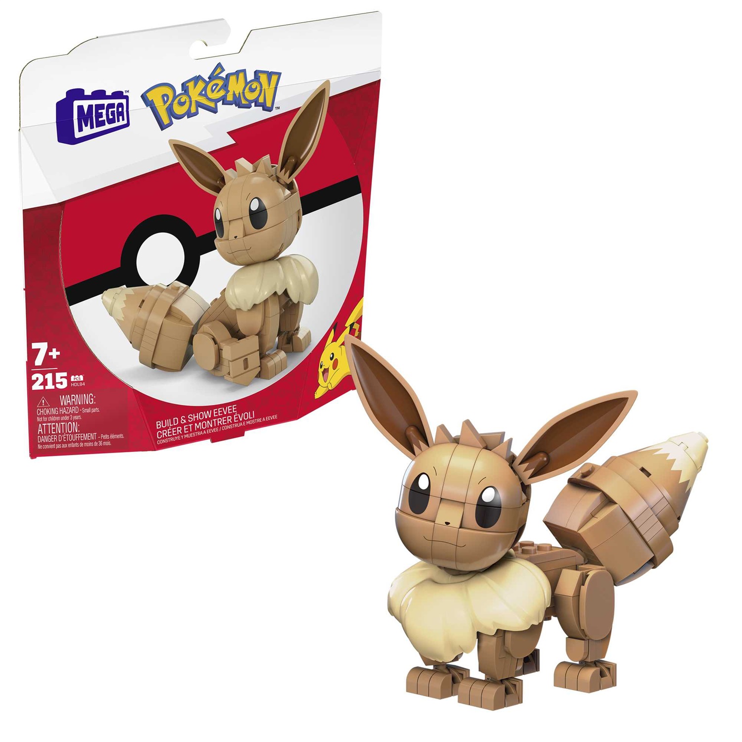 MEGA Pokémon Eevee HDL84 - Set da costruzione con 215 pezzi, altezza oltre 10 cm, per bambini 7 anni