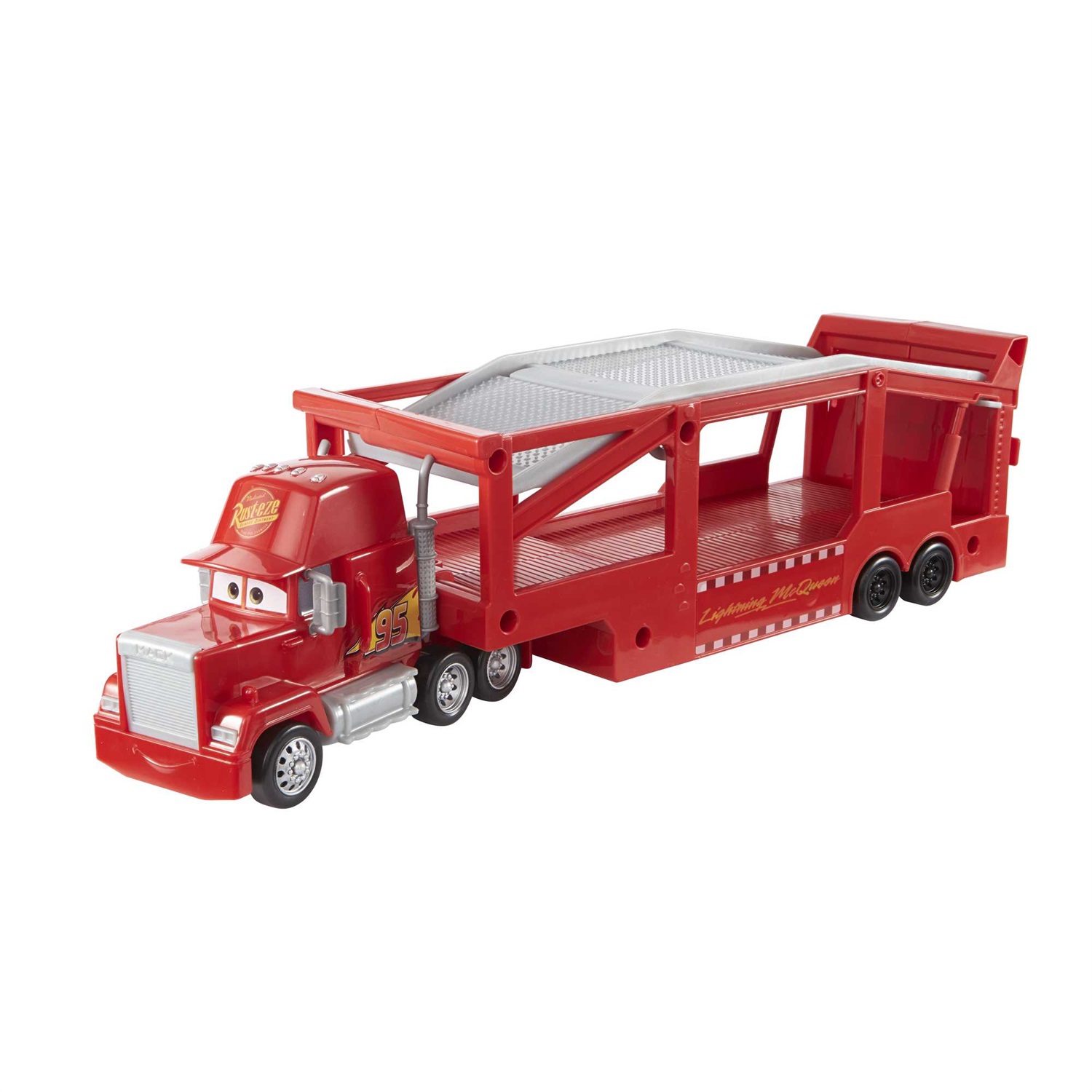 Mattel - Disney Pixar Cars Mack Trasportatore HDN03, Camion da 33 cm con Rampa e Spazio per Trasportare Fino a 12 Macchinine su Due Livelli, Giocattolo per Bambini 3 Anni