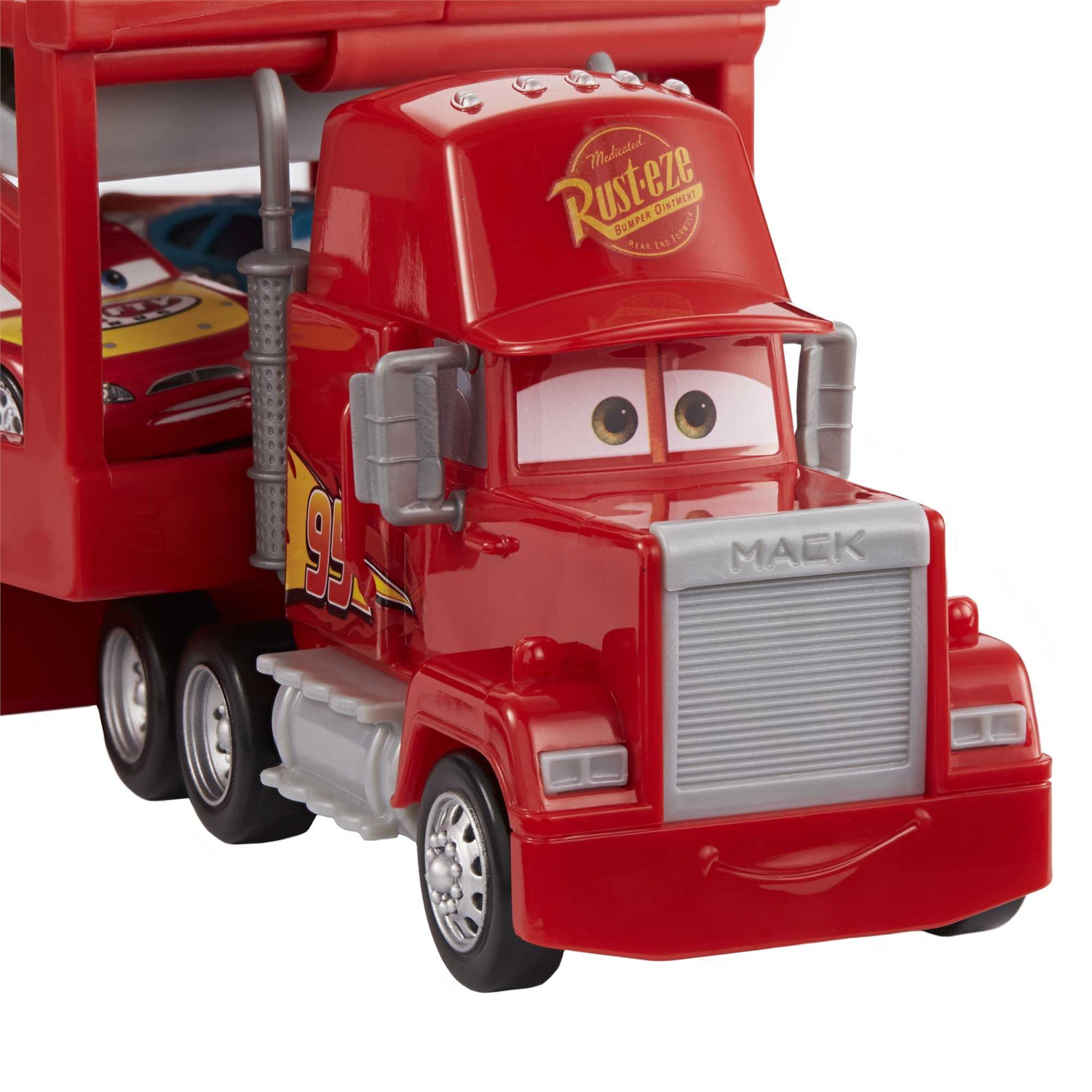 Mattel - Disney Pixar Cars Mack Trasportatore HDN03, Camion da 33 cm con Rampa e Spazio per Trasportare Fino a 12 Macchinine su Due Livelli, Giocattolo per Bambini 3 Anni