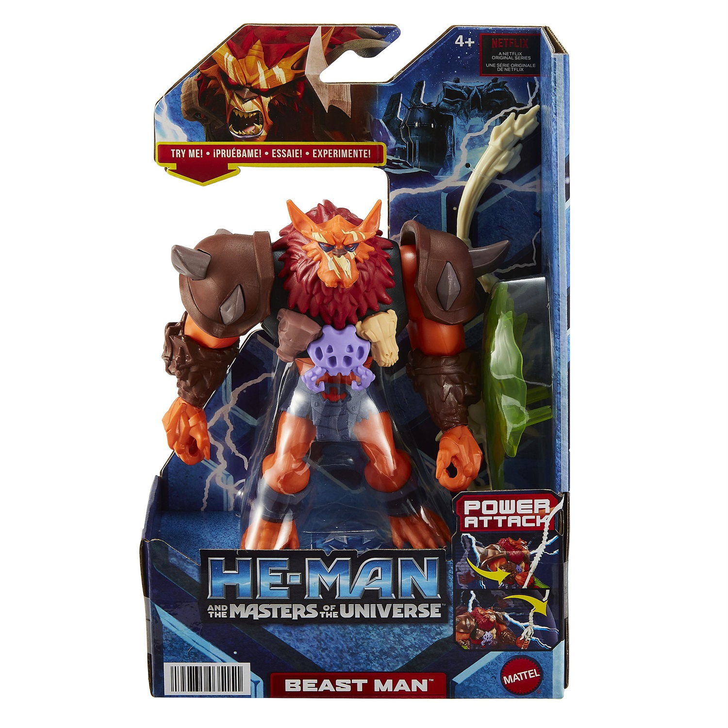 Mattel Masters of the Universe Beast Man Action Figure - Personaggio da Collezione con Mossa d'Attacco - Alto 14 cm - Regalo per Bambini 4 Anni
