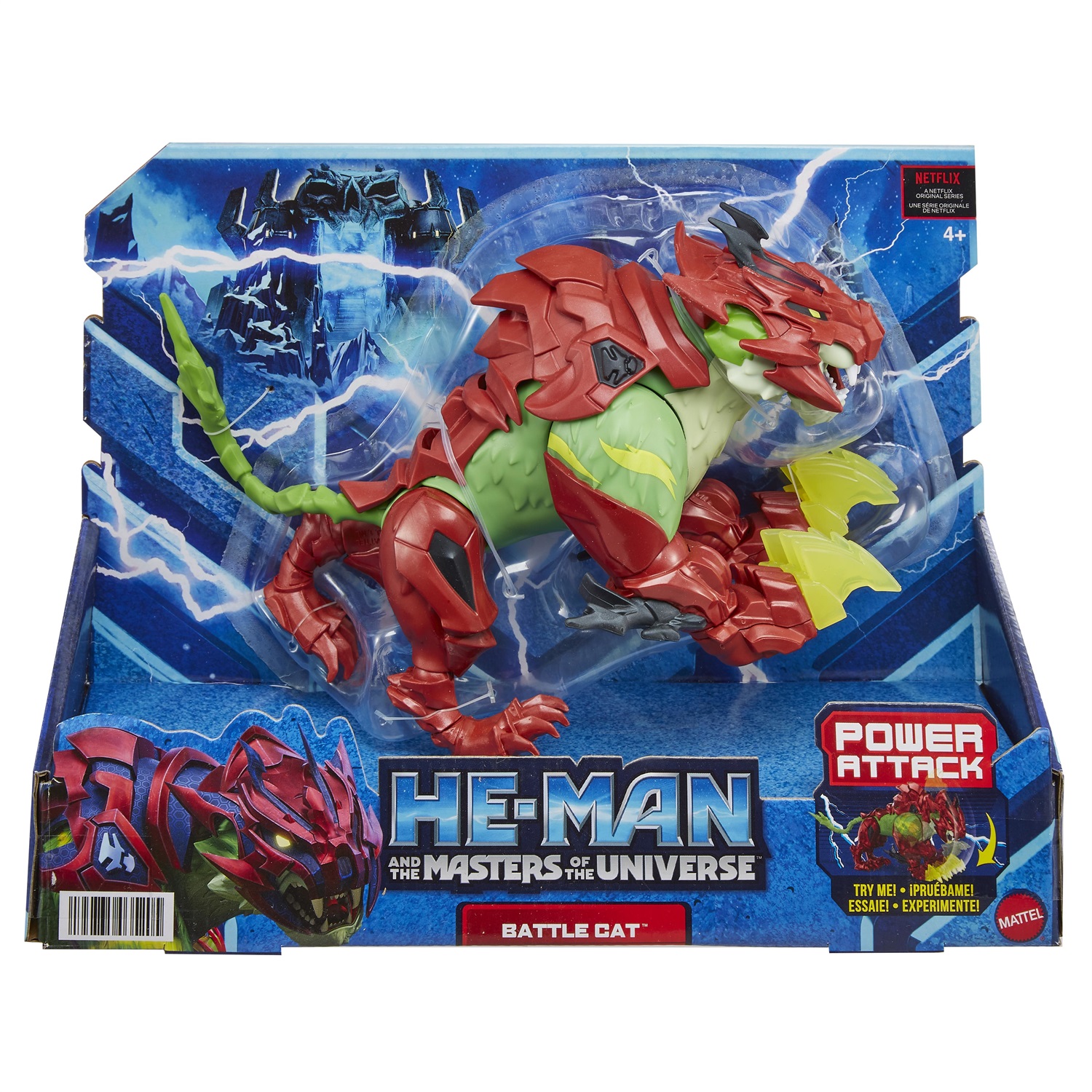 Mattel He-Man and the Masters of the Universe Battle Cat Action Figure con Funzione di Attacco e Sella - Giocattolo Articolato per Bambini dai 4 Anni in Su