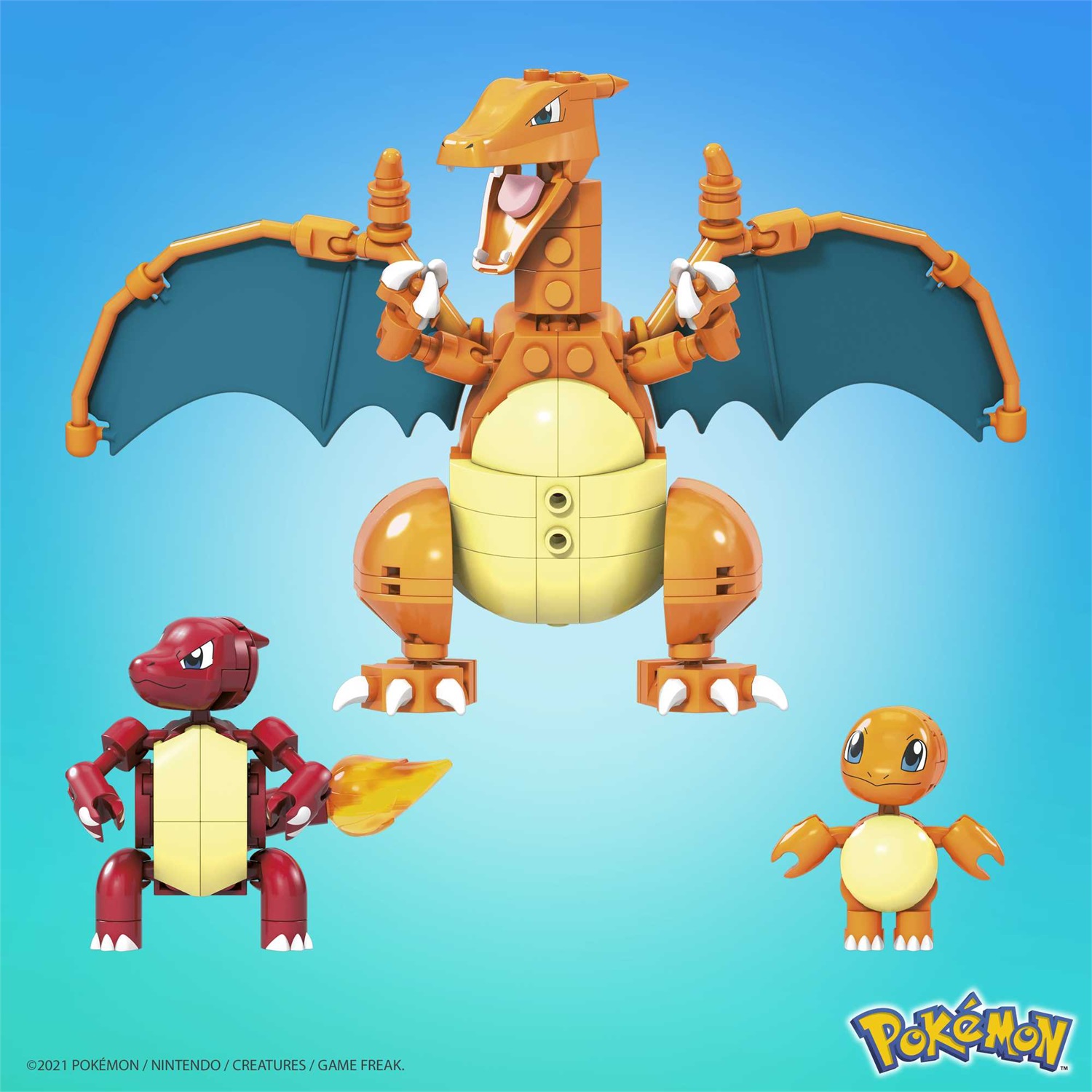 MEGA Construx Pokémon Personaggio Charmander Evolution con 313 Blocchi da Costruzione, Set di Costruzioni con Charmander, Charmeleon e Charizard, Giocattolo per Bambini 7 Anni