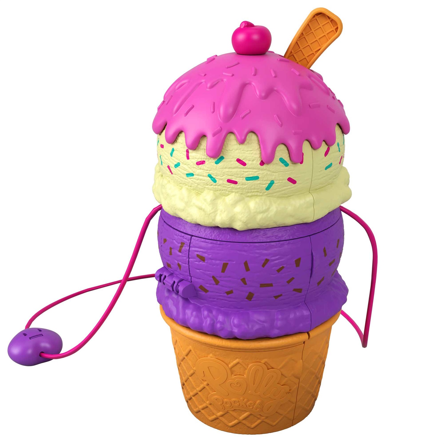 Polly Pocket HFR00 Set da Gioco Borsetta Twist Gelato - Parco Giochi con 3 Piani e 25 Accessori per Bambini 4 Anni