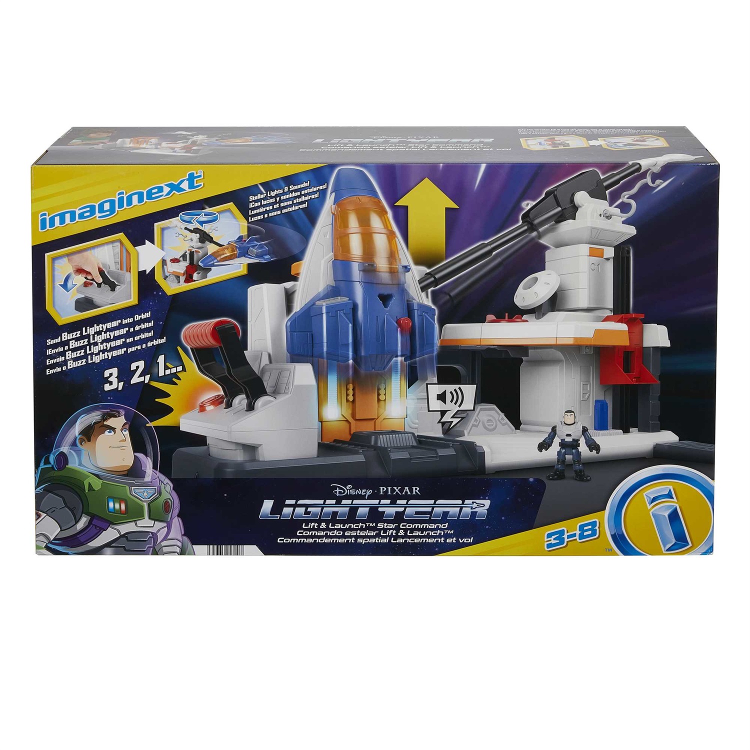 Fisher-Price Imaginext HGT25 - Disney Pixar Lightyear Playset Comando Stellare Lancio Spaziale, Giocattolo Interattivo con Luci e Suoni per Bambini 3 Anni