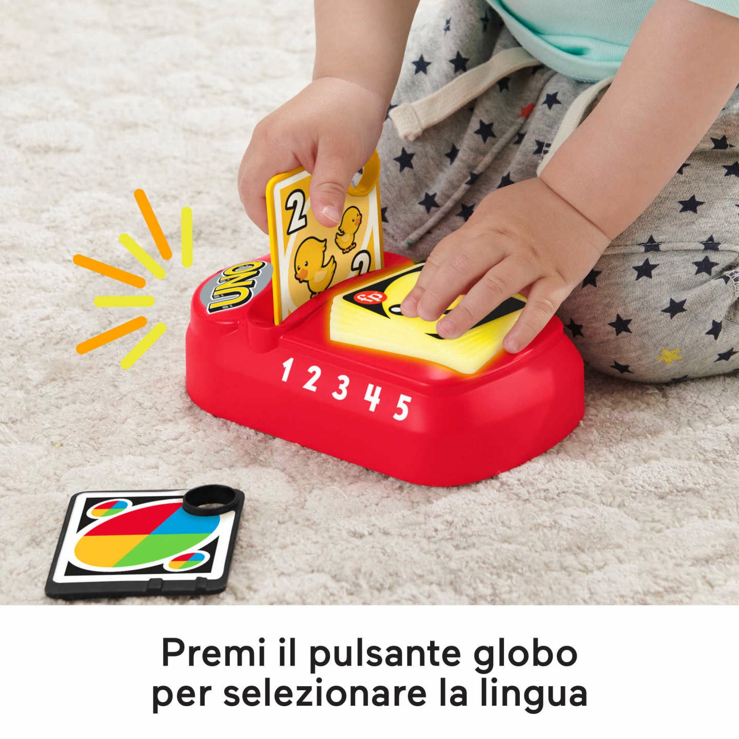 MATTEL Baby UNO FP HHG94 - Gioco Educativo con 5 Carte, Luci e Suoni per Insegnare Numeri e Colori