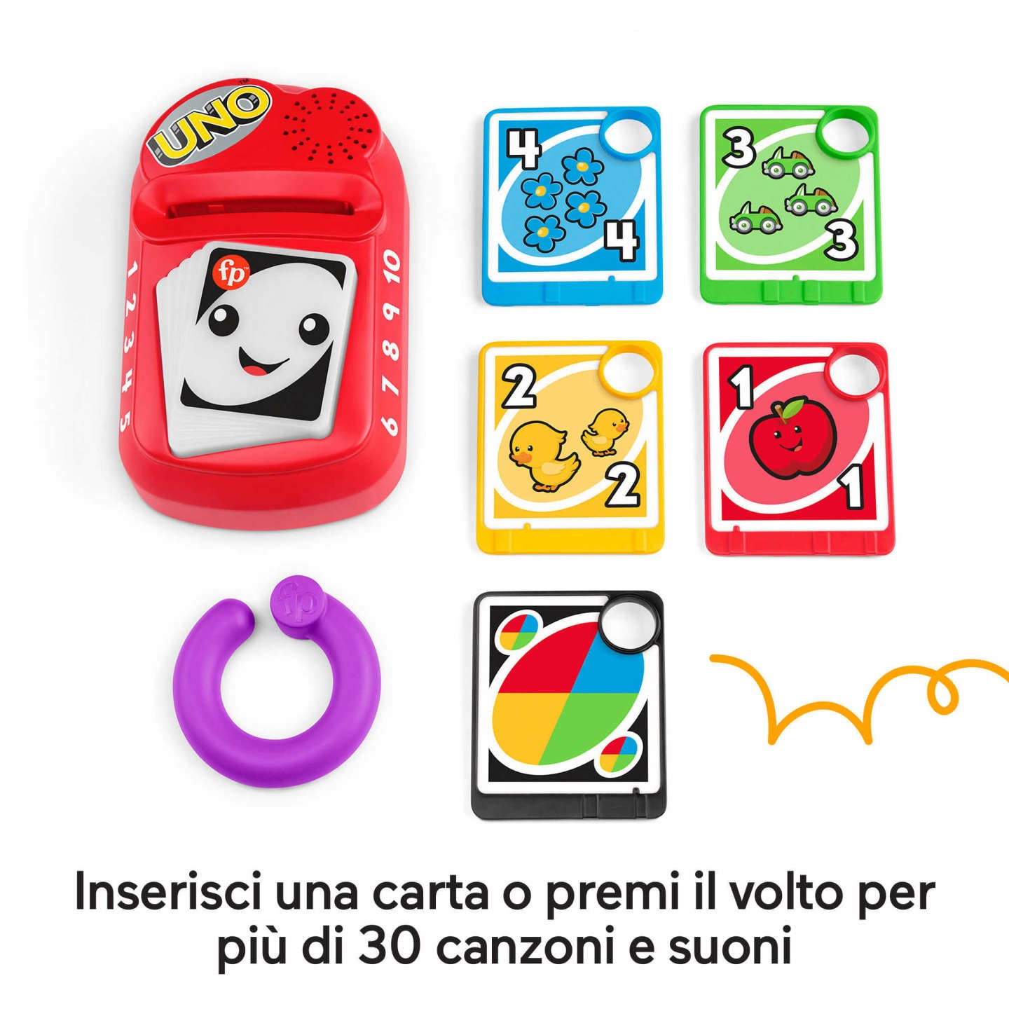 MATTEL Baby UNO FP HHG94 - Gioco Educativo con 5 Carte, Luci e Suoni per Insegnare Numeri e Colori