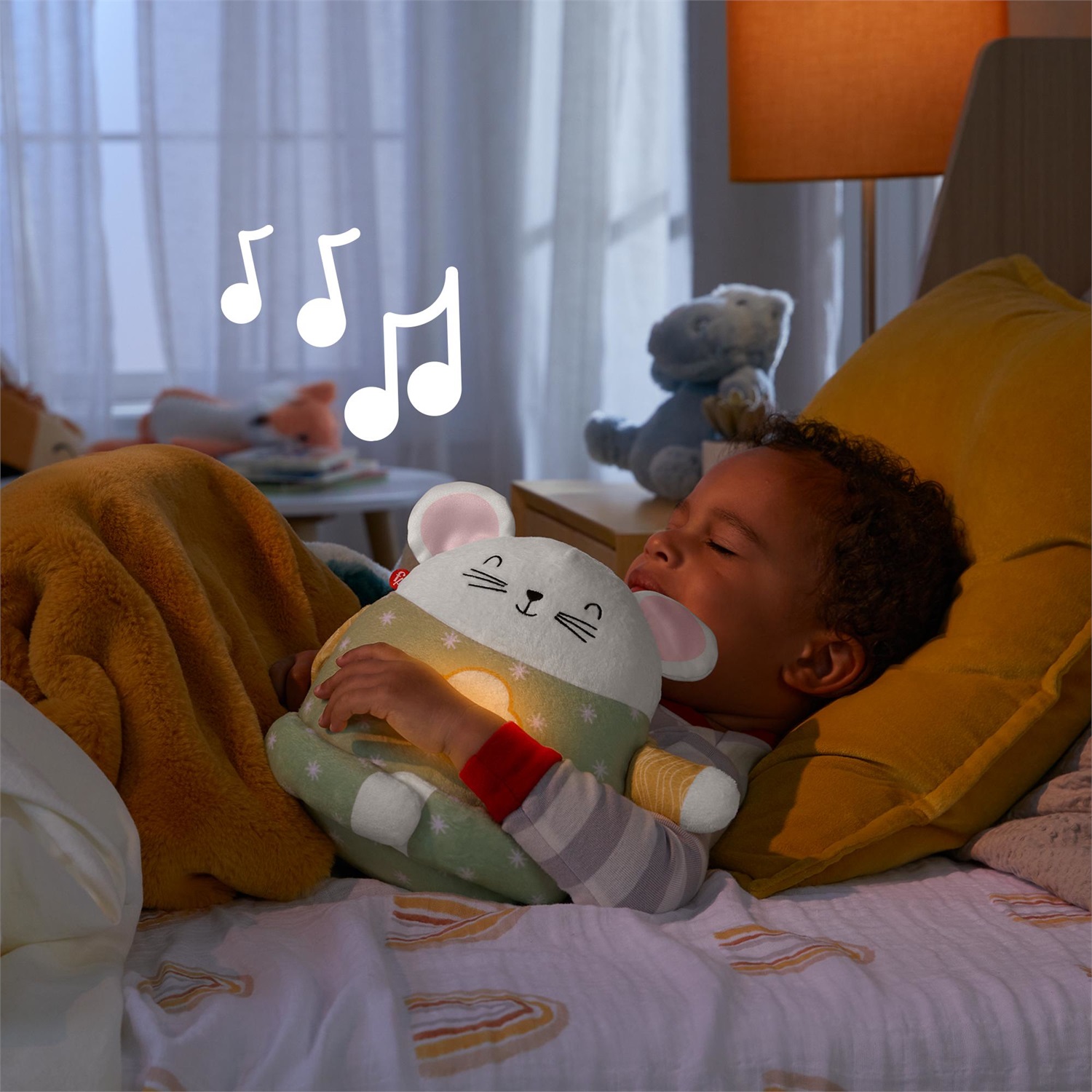 Fisher-Price Mouse da meditazione: peluche rilassante con luce notturna e musica per aiutare i bambini a dormire