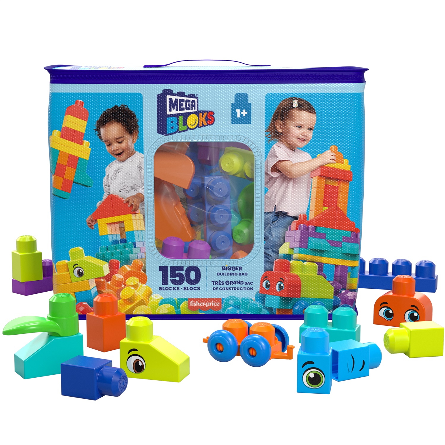 MEGA BLOKS - Sacca Eco Grande 150 Pezzi, Gioco di Costruzione con Blocchi Grandi e Colorati per Bambini 1 Anni, HHM96