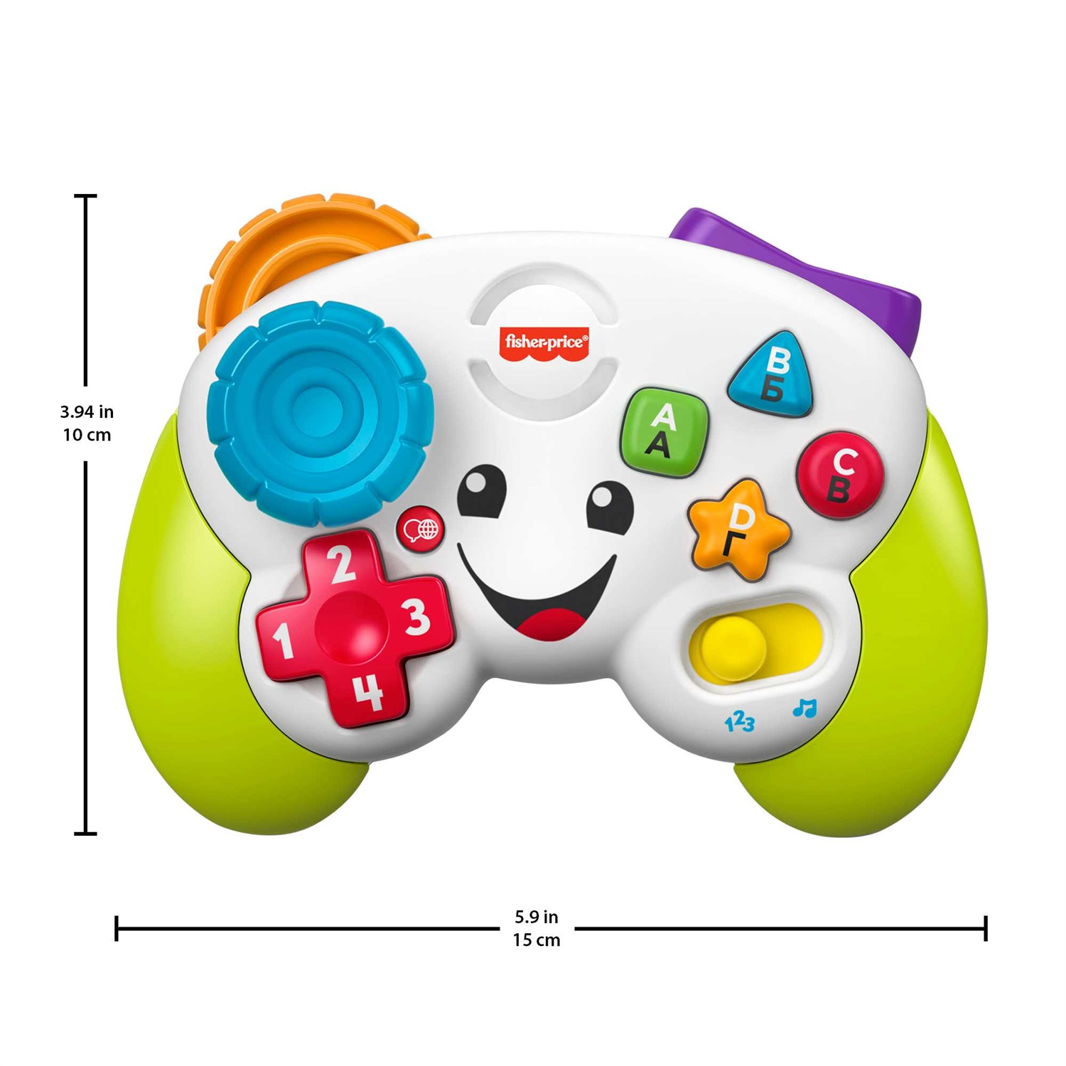 Fisher-Price Laugh & Learn Controller Gioca & Impara Ridi & Impara - Joystick Giocattolo Musicale con Luci e Contenuti Educativi per Bambini 6 Mesi, Edizione Multilingue