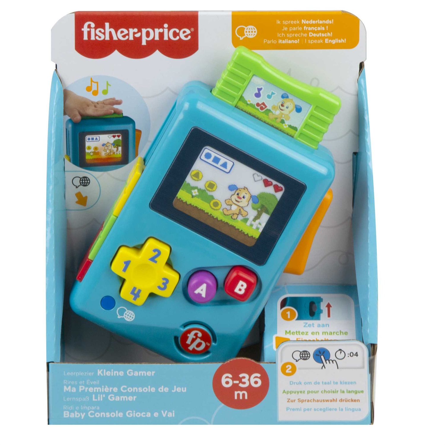 Fisher-Price Baby Console Gioca e Vai - Finta Console con Luci e Suoni, Gioco Didattico di Attività Musicali Ridi & Impara, Edizione Multilingue per Bambini 6 Mesi