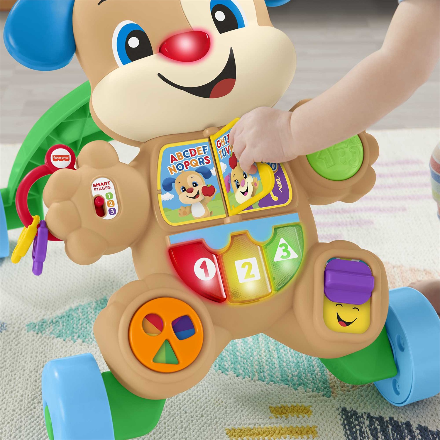 Fisher-Price Cagnolino Primi Passi Ridi & Impara Smart Stages - Giocattolo Musicale Multilingue per Neonati e Bambini da 6 a 36 Mesi con 3 Modalità di Gioco e Oltre 75 Canzoni