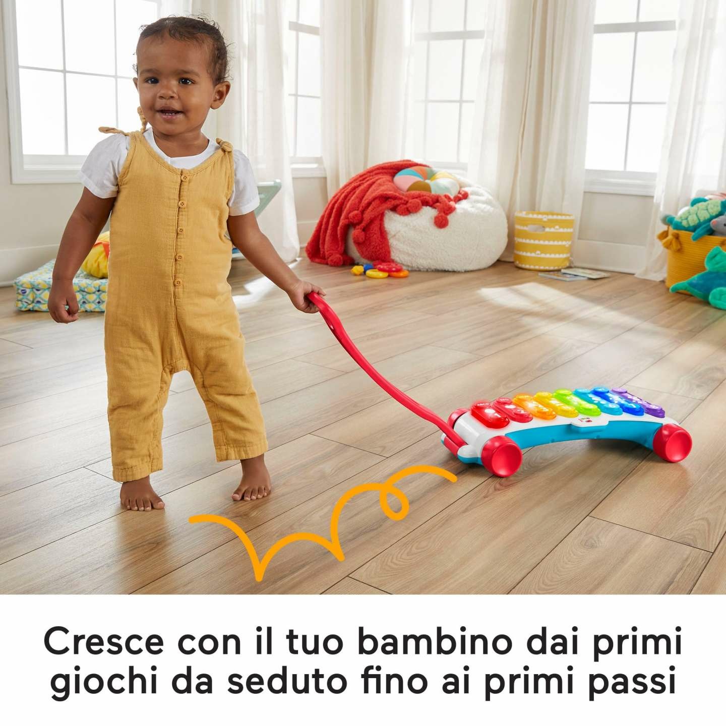 Fisher-Price Xilofono Gigante Elettronico Musicale Trainabile con Luci e Canzoni Educative - 9-36 Mesi, Versione Multilingue HJK38