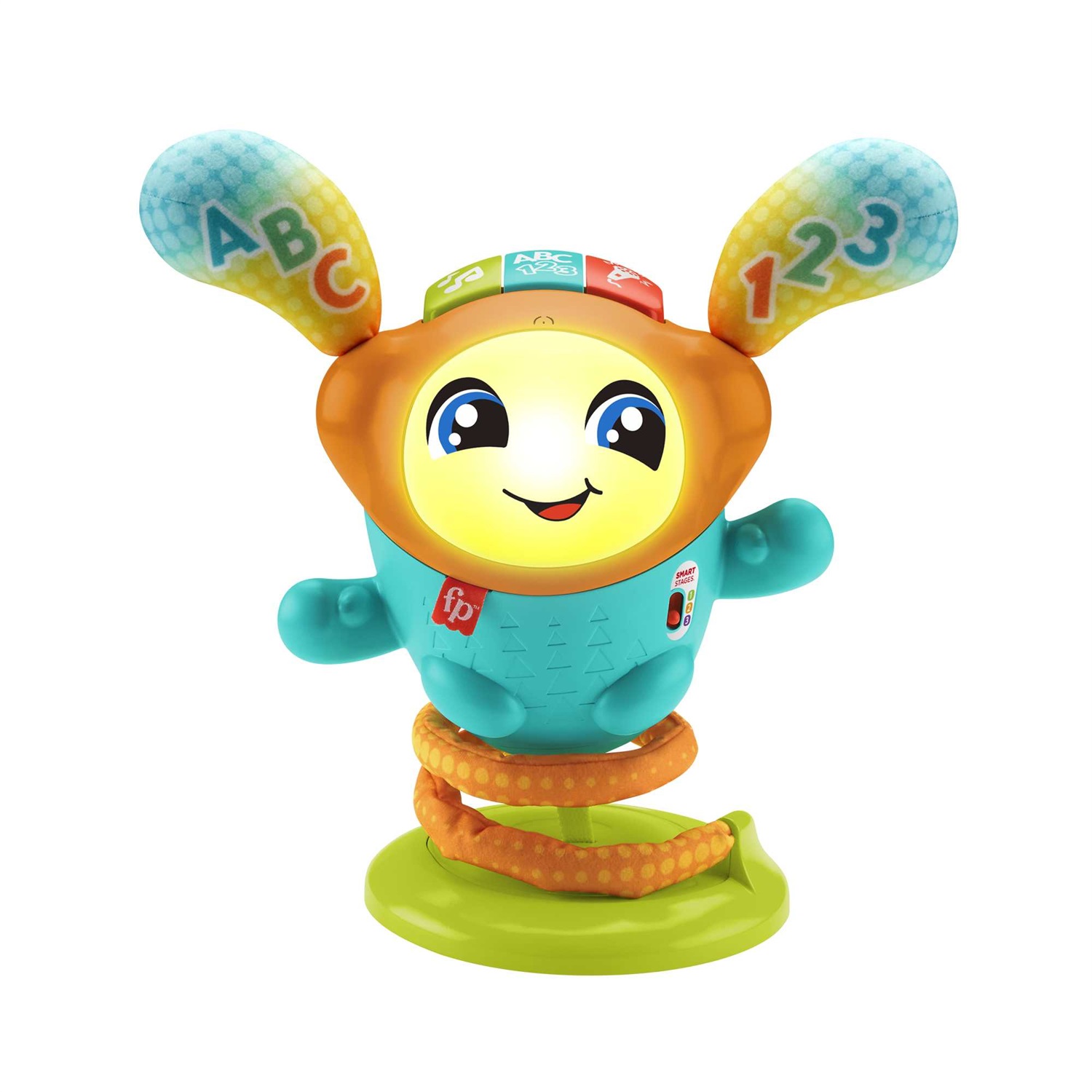 Fisher-Price DJ Hüpfi - Giocattolo educativo musicale interattivo con luci e azione saltellante per bambini 9-36 mesi