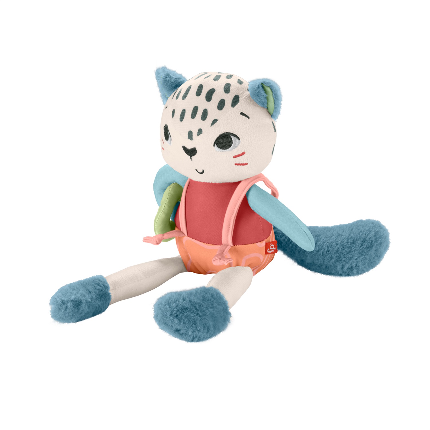 Fisher-Price Amici del Pianeta - Leopardino Scopri e Gioca, Morbido Peluche in Tessuto con Stivaletti, Realizzato con il 95% di Plastica Riciclata, 3 Mesi