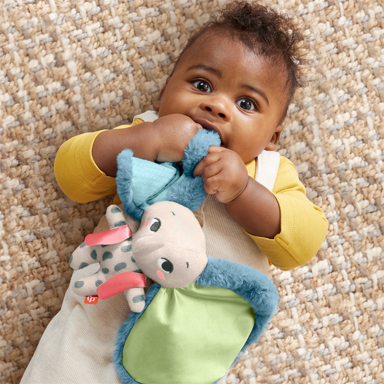 Fisher-Price Amici del Pianeta - Elefantino Dolci Orecchie, Morbido Peluche con Gilet in Raso, Realizzato con 90% Plastica Riciclata, Imballaggio Certificato FSC, 3 Mesi