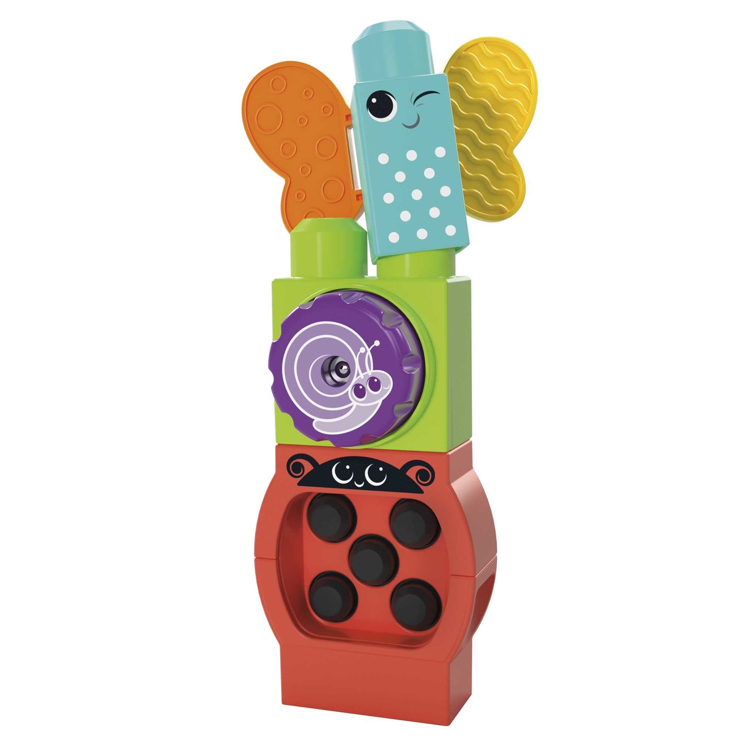 MEGA BLOKS HKN44 Move n Groove Caterpillar - Gioco di Costruzione Sensory per Bambini da 1 Anno con 30 Pezzi