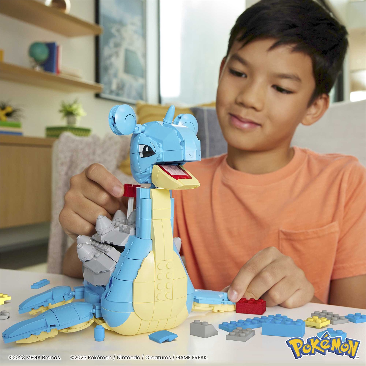MEGA Pokémon HKT26 - Set da Costruzione Lapras con 527 Pezzi, Sistema Mattoncino Movimento, Alto 17,7 cm, Giocattolo per Bambini 8 Anni