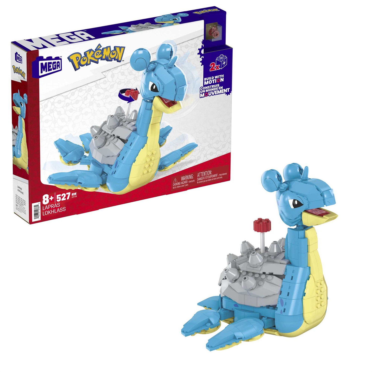 MEGA Pokémon HKT26 - Set da Costruzione Lapras con 527 Pezzi, Sistema Mattoncino Movimento, Alto 17,7 cm, Giocattolo per Bambini 8 Anni