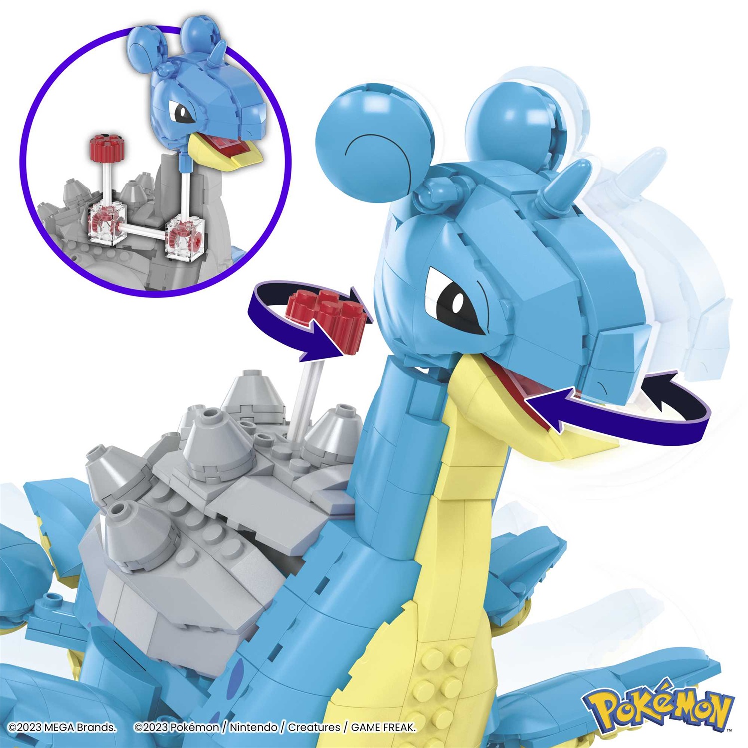 MEGA Pokémon HKT26 - Set da Costruzione Lapras con 527 Pezzi, Sistema Mattoncino Movimento, Alto 17,7 cm, Giocattolo per Bambini 8 Anni