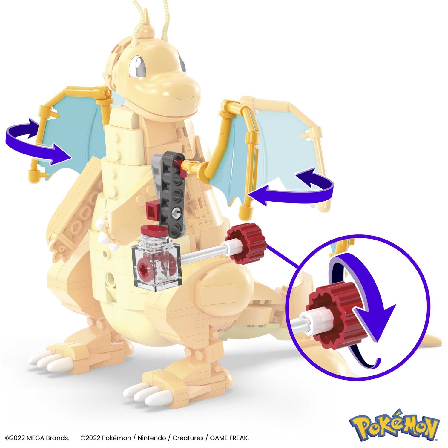 MEGA Pokémon Dragonite - Set di Costruzione da 388 Pezzi con Sistema Mattoncino Movimento, Alto 18 cm, Giocattolo per Bambini 8 Anni, HKT25