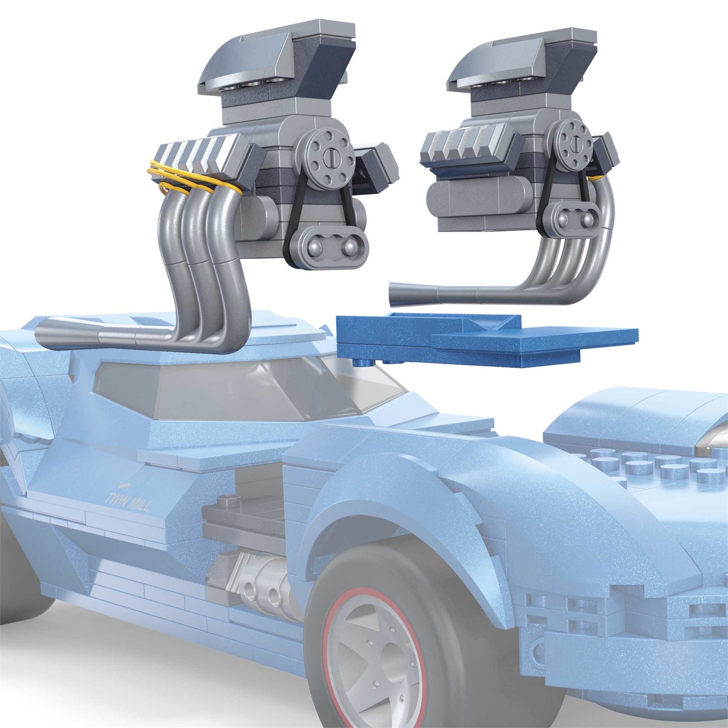 MEGA Hot Wheels - Twin Mill, Veicolo da Costruzione 635 Pezzi, 2 Motori Rimovibili, Giocattolo per Bambini 10 Anni, HKV07