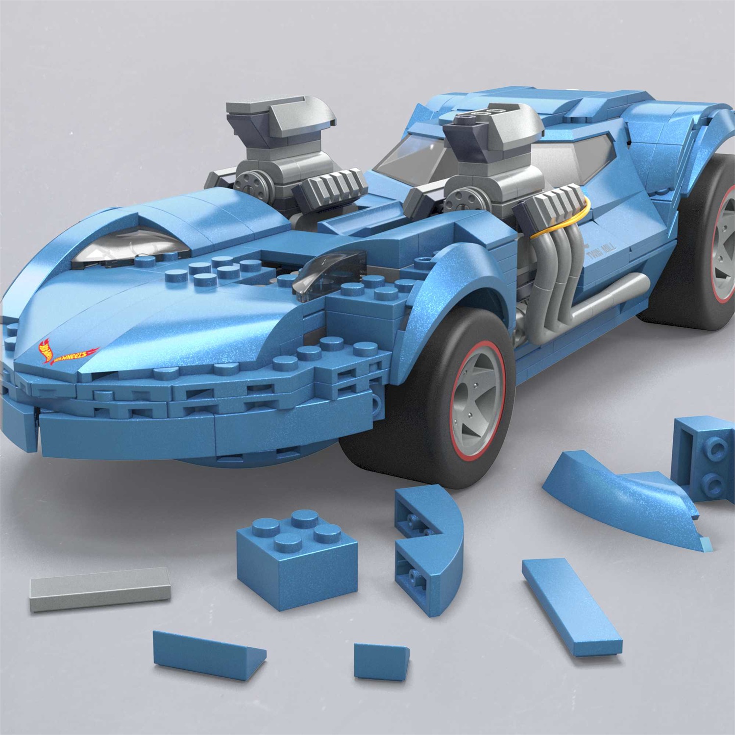 MEGA Hot Wheels - Twin Mill, Veicolo da Costruzione 635 Pezzi, 2 Motori Rimovibili, Giocattolo per Bambini 10 Anni, HKV07