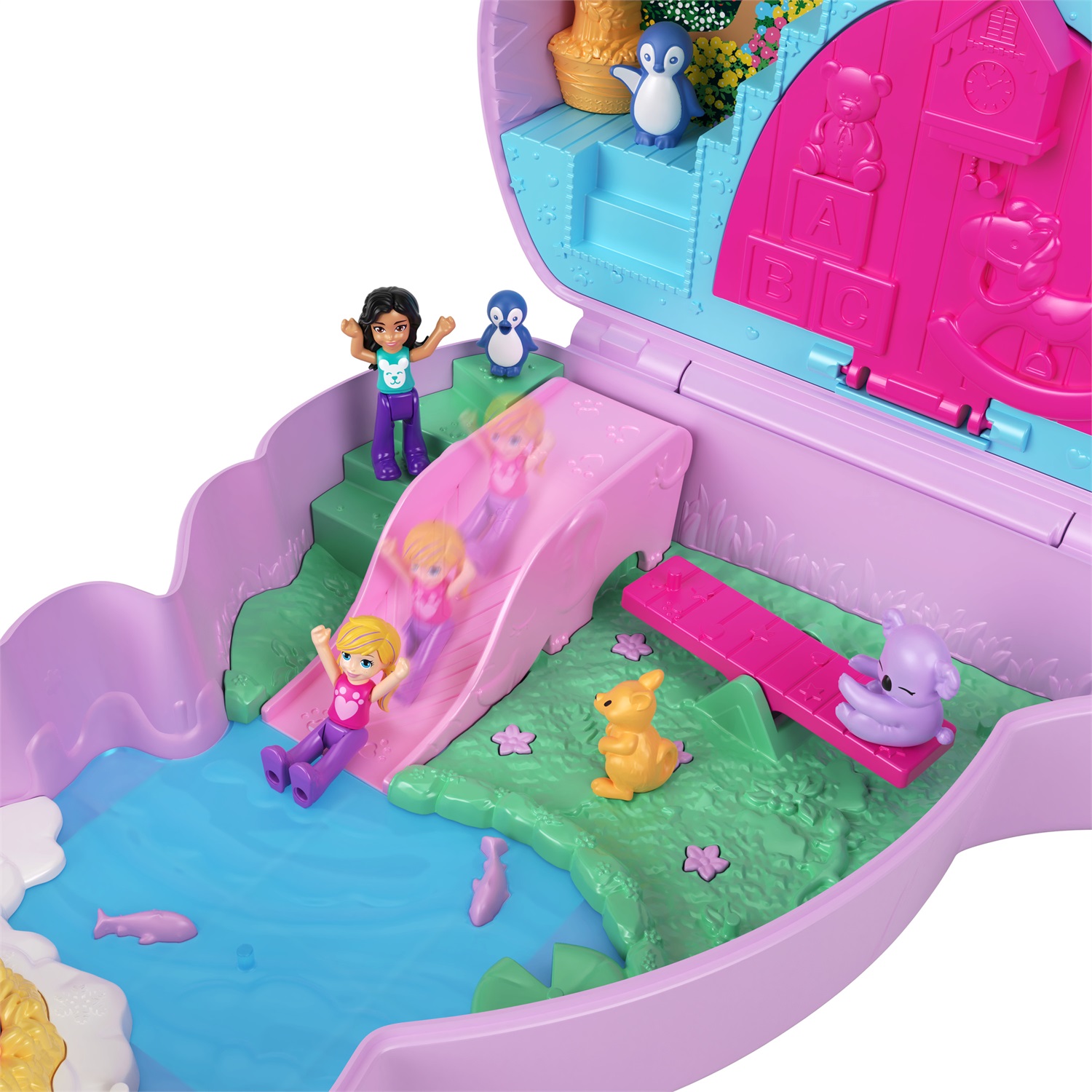 Polly Pocket HKV50 - Borsetta Canguro di Mama e Joey, set da gioco 2 in 1 con 2 micro bambole e accessori, ideale per bambini 4 anni