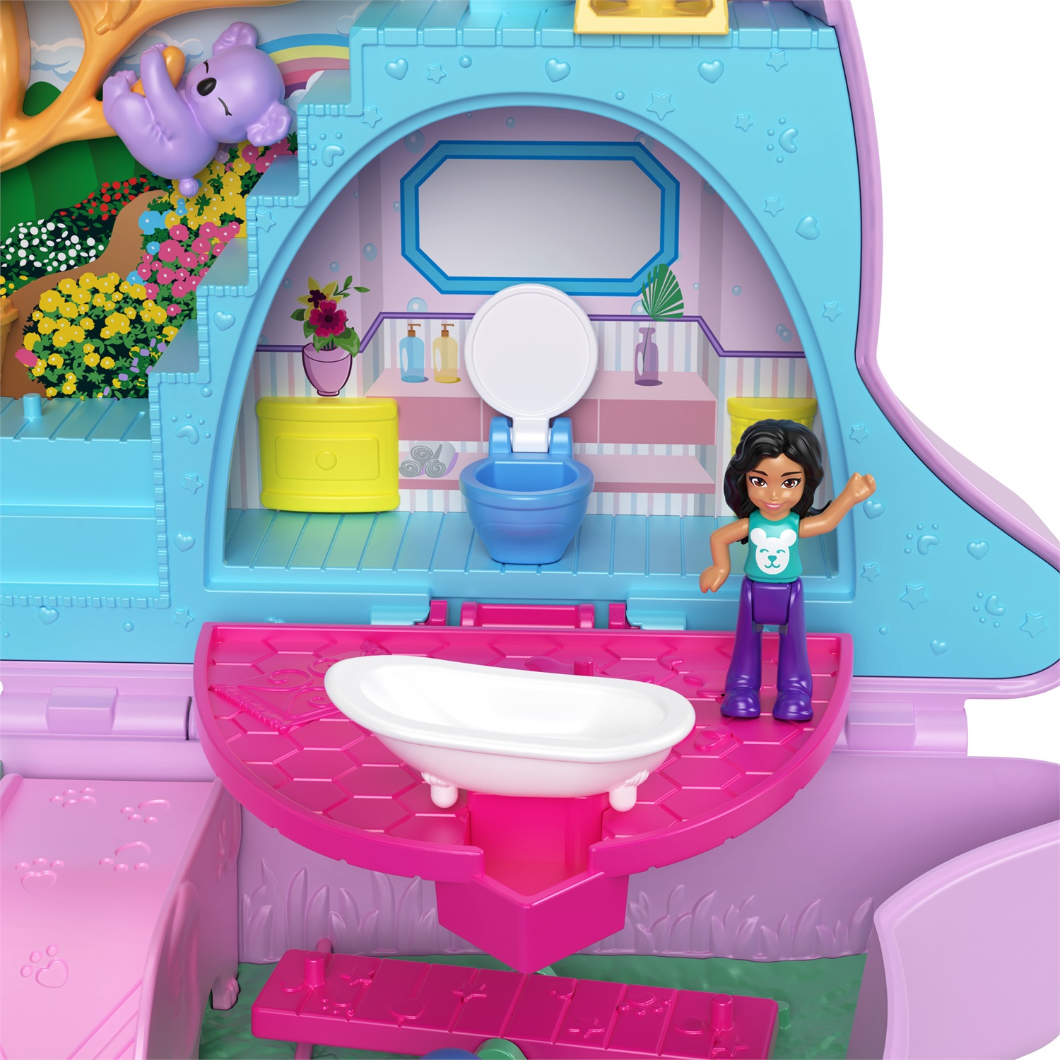 Polly Pocket HKV50 - Borsetta Canguro di Mama e Joey, set da gioco 2 in 1 con 2 micro bambole e accessori, ideale per bambini 4 anni
