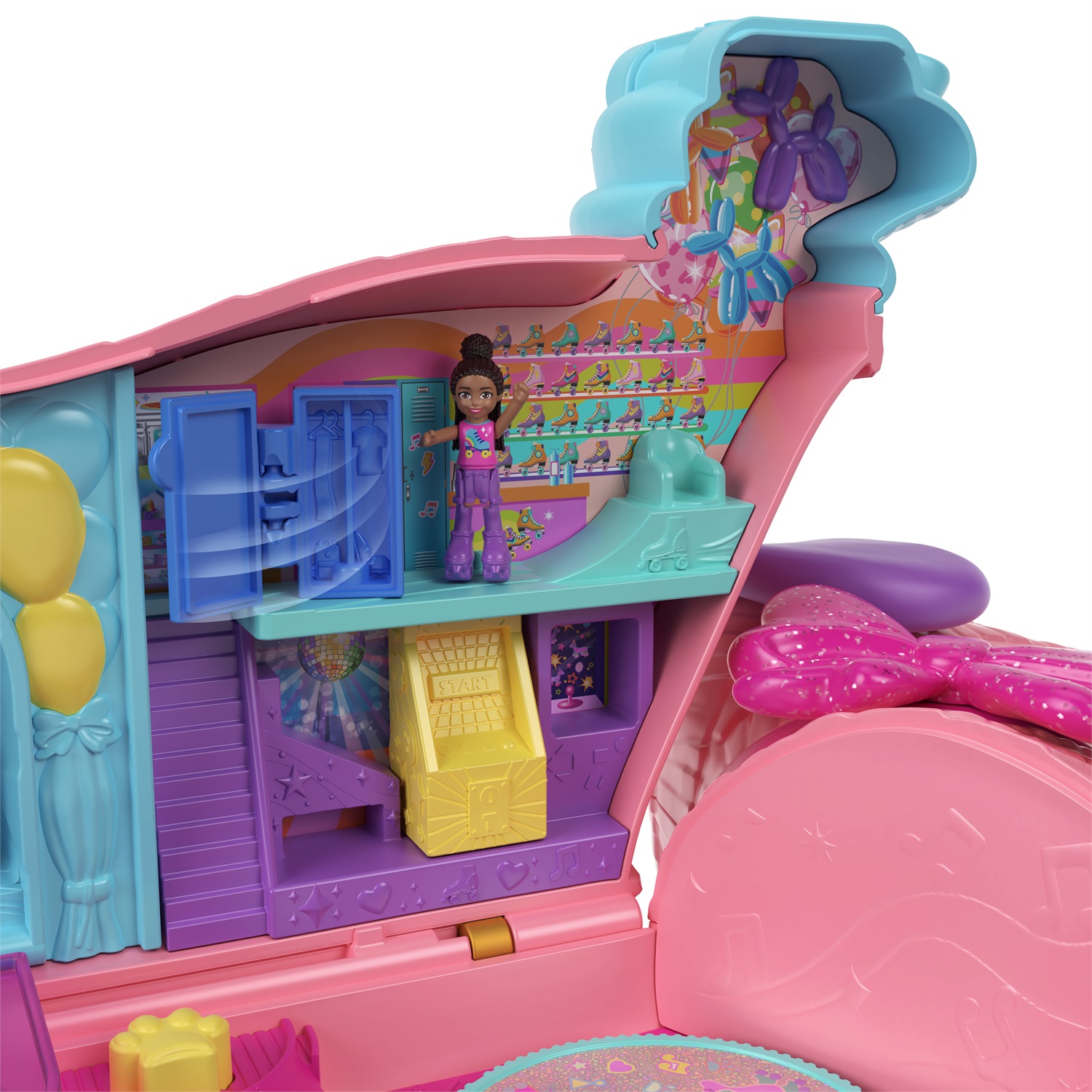 Mattel Polly Pocket HKV52 - Festa dei Cuccioli con 2 Bambole e 26 Accessori, Pista di Pattinaggio