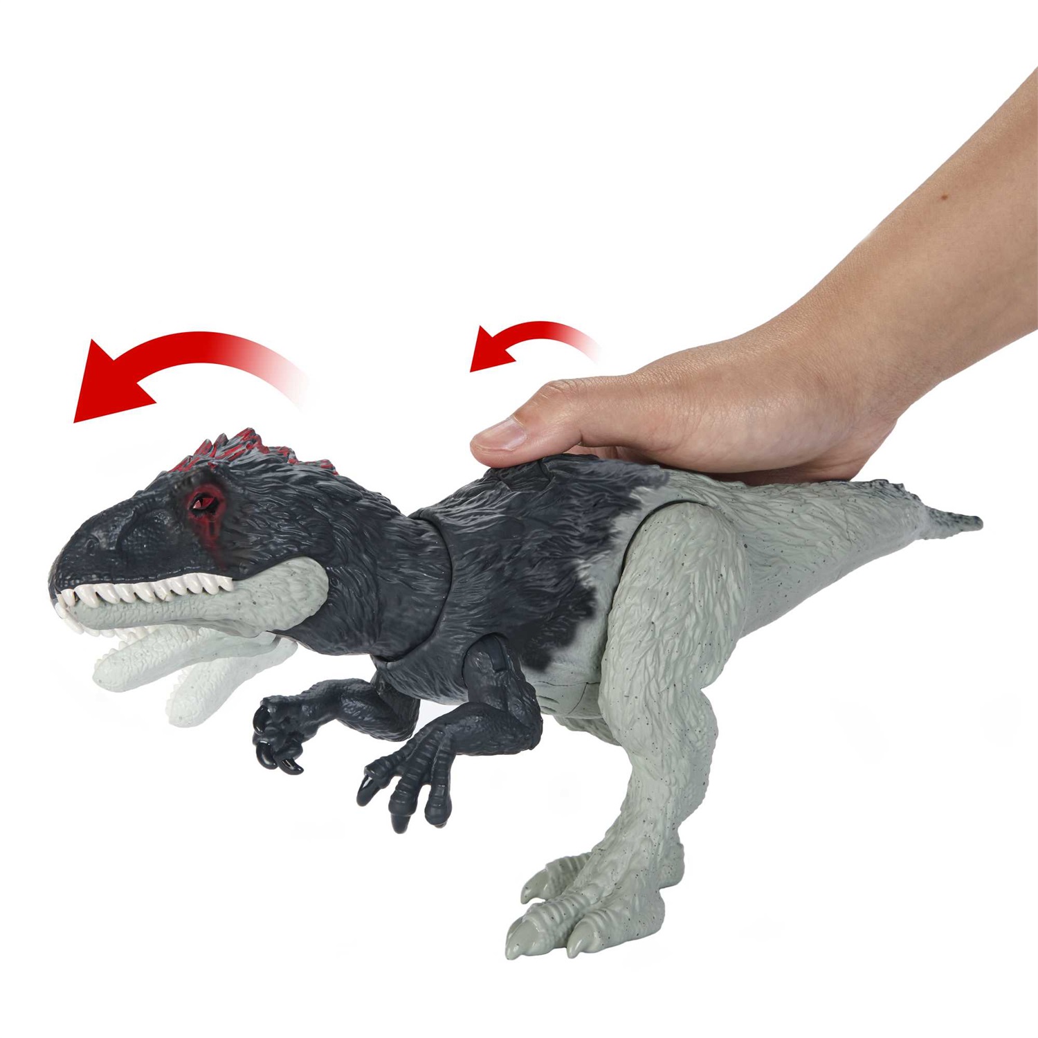 Mattel Jurassic World Eocarcharia - Action Figure Giocattolo Snodato con Suoni e Mossa d'Attacco, Dimensioni Medie, Gioco Digitale, per Bambini 4 Anni
