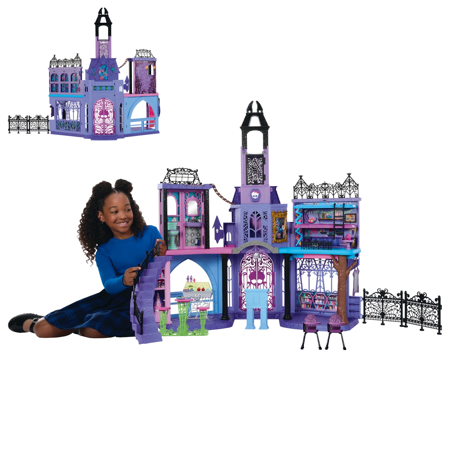 Monster High HLP88 Scuola Infestata - Playset Casa delle Bambole con 7 Aree di Gioco e 35 Accessori