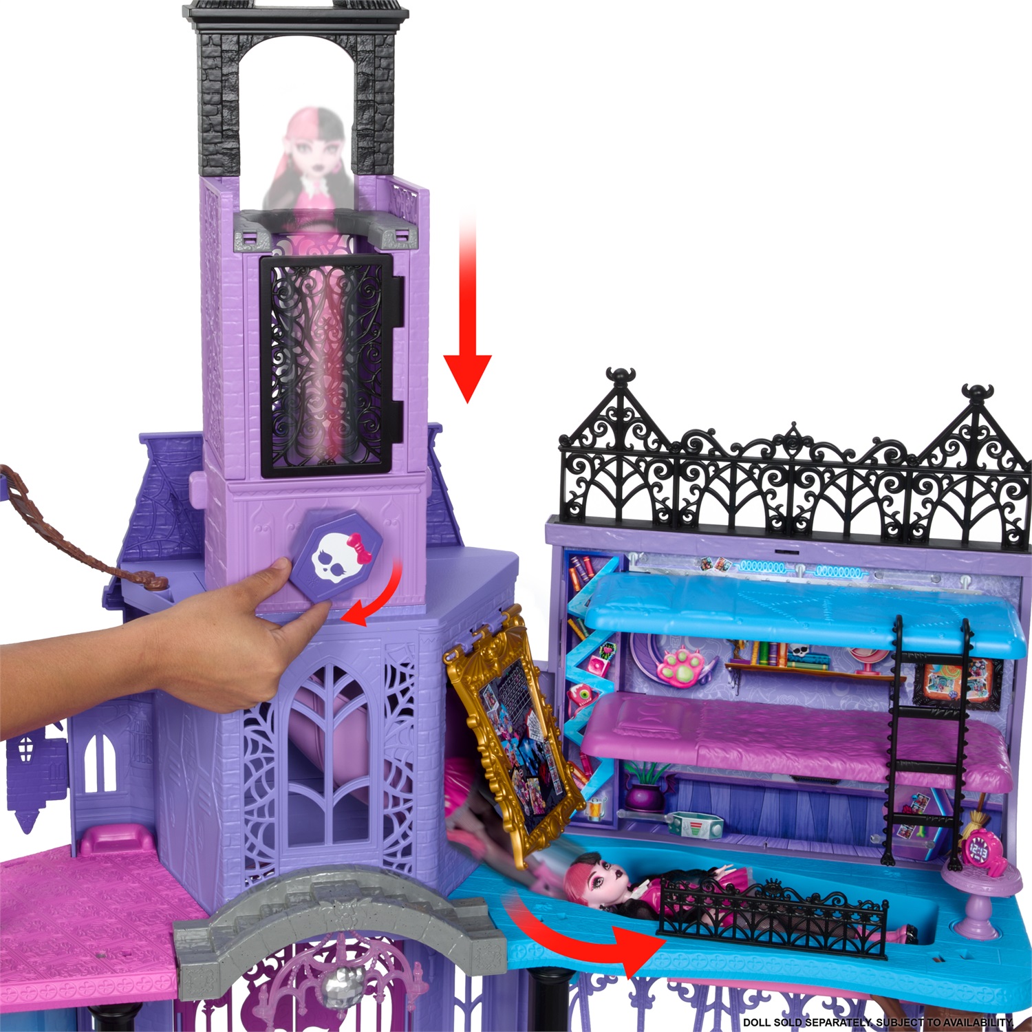 Monster High HLP88 Scuola Infestata - Playset Casa delle Bambole con 7 Aree di Gioco e 35 Accessori