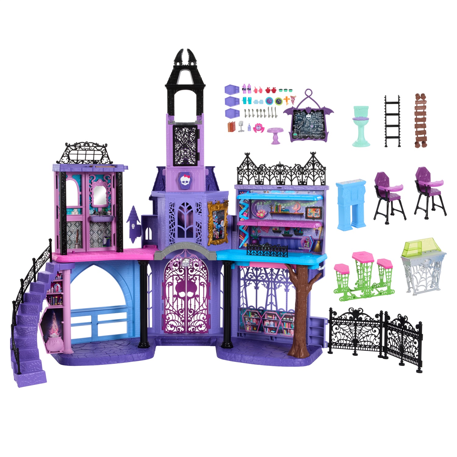 Monster High HLP88 Scuola Infestata - Playset Casa delle Bambole con 7 Aree di Gioco e 35 Accessori