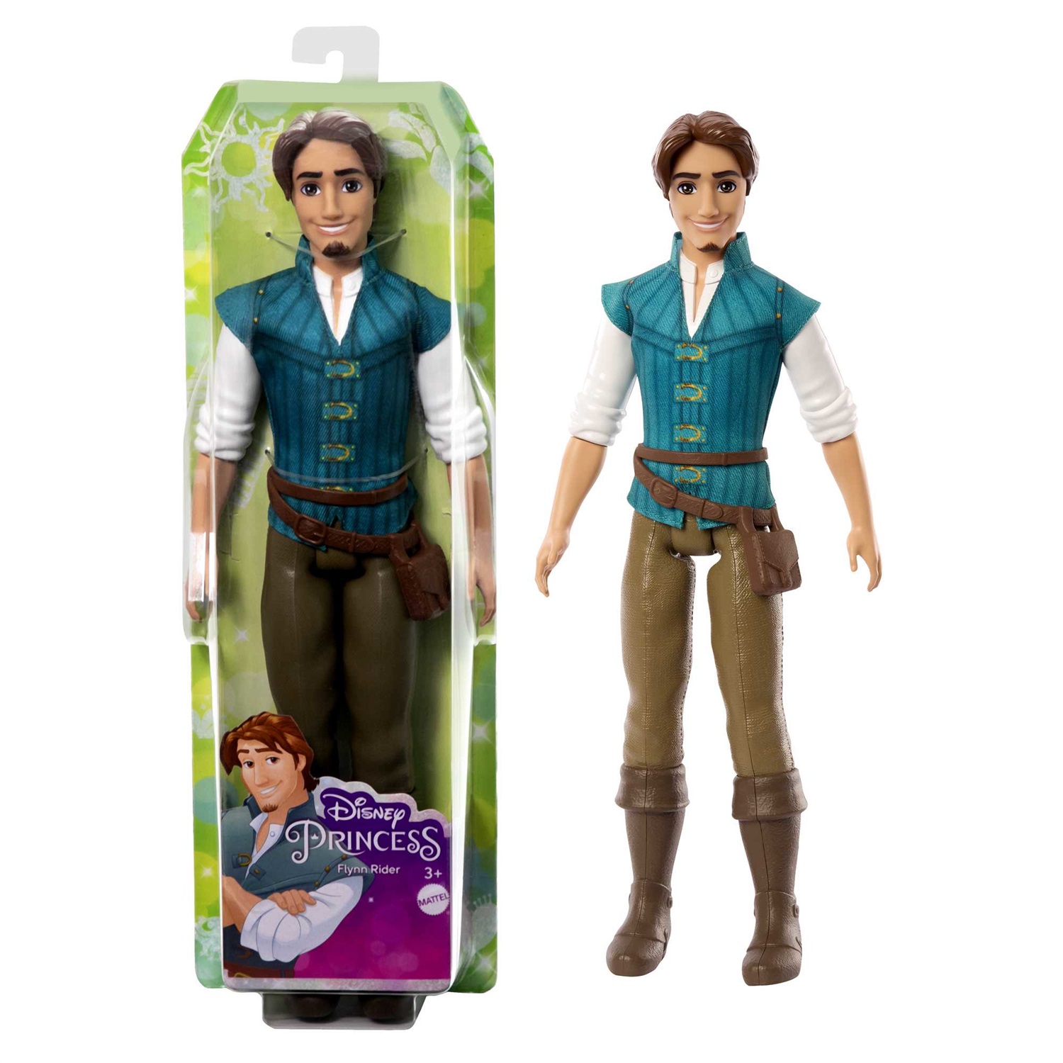 Mattel Disney Princess - Bambola Flynn Rider ispirata al film Rapunzel, snodata, per bambini 3 anni, HLV98