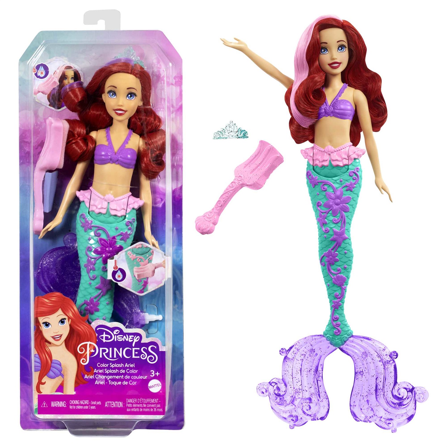 Mattel Disney Princess Ariel Cambia Colore HLW00 - Bambola Sirena Ispirata a La Sirenetta