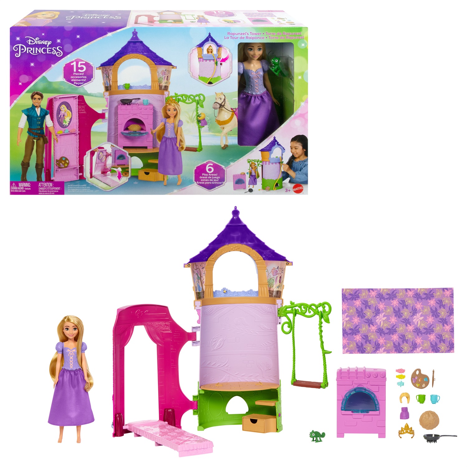 Mattel Disney Princess La Torre di Rapunzel con Bambola e Accessori - Età 3
